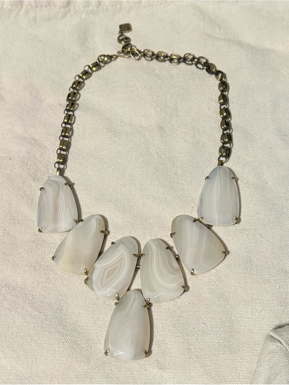 Kendra Scott White Agate and Antique Gold Harlow Statement Necklace